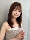 ミディアムレイヤー前髪カット髪質改善仙台透明感カラー縮毛矯正