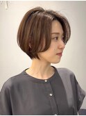 30代/ママさん/前髪長め/品のある/ハンサムショート/ツヤカラー