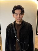 メンズセンターパートパーマ