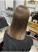 ミニウルフチェリーブラウンホワイトグレージュフェザーパーマ