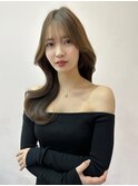 韓国ヘア/顔まわりカット/くびれヘア/前髪あり/