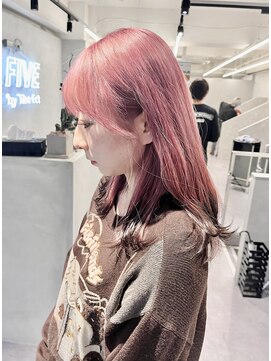 ファイブバイジエクト 堀江(FIVE by The Ect) ペールピンク×ブラック　エンドカラー　ニュアンスカラー