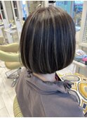 透明感カラー★20代30代ハイライトグレージュボブ