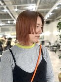 顔まわりボブ×オレンジベージュ