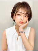 耳かけショートボブ似合わせカット30代40代チェリーブラウン