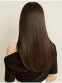 髪質改善 艶髪 ストレートヘア くすみブラウン 20代  縮毛矯正