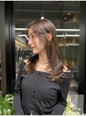 ミディアムヘアレイヤーカット前髪カット髪質改善トリートメント