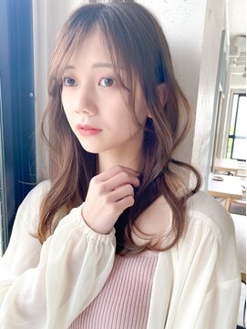 レア 表参道(L'ea) 黒髪クラゲヘアーオリーブグレー小顔ココアベージュ