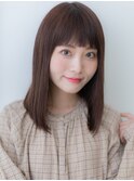 ラテグレージュぱっつん前髪艶感ストレートX戸田公園20代30代