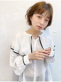 ニュアンスショートパーマ×ラベージュ