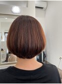 大人かわいい重めひし形ボブ×オレンジベージュ　20代30代40代♪