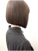 縮毛矯正でつくるぷつっとボブ　オリーブブラウン