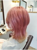 ウルフレイヤースタイルのピンクオレンジカラー