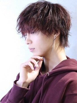 コンフィデンス メンズヘアー(confidence MEN'S HAIR) ツイストスパイラルパーマレッドブラウンカラー マッシュウルフ