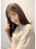 ナチュラルセミロング×明るめシアーグレージュ/こなれヘア
