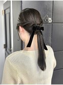 20代30代40代似合わせ小顔アップスタイルシンプルリボンアレンジ