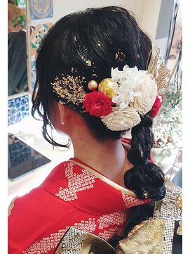 ランプヘアー(LAMP HAIR) 編み下ろしボリューム ポニーテール♪ブライダルお呼ばれ二次会