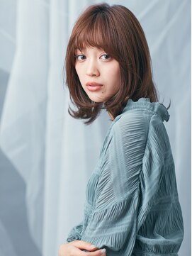 エムスラッシュ たまプラーザ(M.SLASH) 斜めバング/レッドブラウン/ワンカールロブ/たまプラーザz2