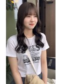 シースルーバング 韓国風ヘア ブリーチなしオリーブアッシュ