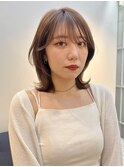 長めボブ レイヤー 前髪 顔まわり ブラウン 原宿表参道渋谷