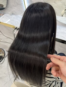 シェノン サントル(CHAINON CENTRE) 黒髪/グレーベージュ/レイヤーロング/前髪パーマ