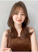 モテ髪セミディエアリーカールデジタルパーマ前髪うるツヤ