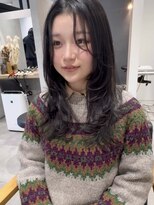 ラミエバイメルト 下北沢(lamie by melt)&nbsp;顔周りレイヤーハッシュカットロングアッシュグレージュ暗髪下北
