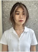 インナーカラーボブフェイスフレーミングヘーゼルベージュ黒髪