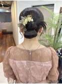 タイトカチモリタイトシニヨン艶髪結婚式アレンジお呼ばれヘア