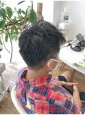 MEN'S HAIR  センターパート　ツイストスパイラル　コンマヘア