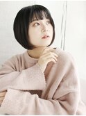 透け感バングのワンカールボブ