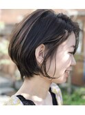 ショートボブ ボブ ショート耳かけ グレージュ  アッシュ