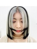 切りっぱなしボブ姫カット無彩色カラーデザインカラー