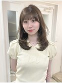 くびれヘアアプリコットオレンジ夏ヘアハイライトカラー