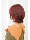 レッドオレンジショートボブ