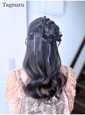 結婚式ヘアセット☆ハーフアップのカチモリスタイル