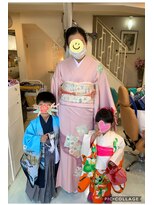 ヘアースタジオエル&nbsp;七五三、３歳、５歳、母親の着付け、ヘアセット、メイク。