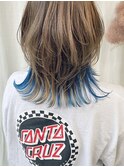 オシャレヘア『ウルフ×ブルーインナー』