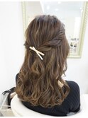 ナチュラルハーフアップ ヘアセット