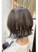 大人可愛いココアベージュグレージュカラーボブウルフ黒髪
