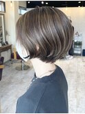 大人可愛い20代30代40代黒髪前下がりショートボブ丸みショート◎