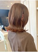 福山人気Caaryアッシュブラウンカジュアルミディ夏ヘア艶カラー