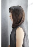 韓国ボブレイヤーロンググレーベージュ黒髪質改善前髪パーマ/083