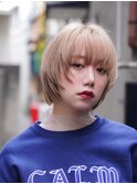 【SHARON】ハイトーンショート×クリアベージュ