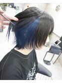 ショートウルフ/インナーカラーブルー