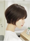 ショートボブ/丸みショート/暗めカラー/マロンブラウン/小顔