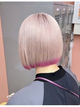 プネル(punel) ホワイトピンク　裾カラー　ケアブリーチ