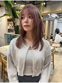 ブリーチなしダブルカラーピンクベージュミディアムボブ20代