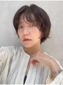 デジタルパーマミニウルフ/パーマショートヘアチェリーブラウン