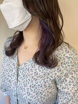 やわらかベージュとイヤリングカラーパープル☆